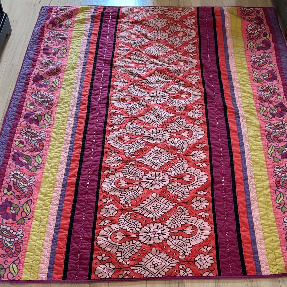 Esprit-Bohemian Floral Sequin 100% Cotton Quilt-Bedding-Hippie
